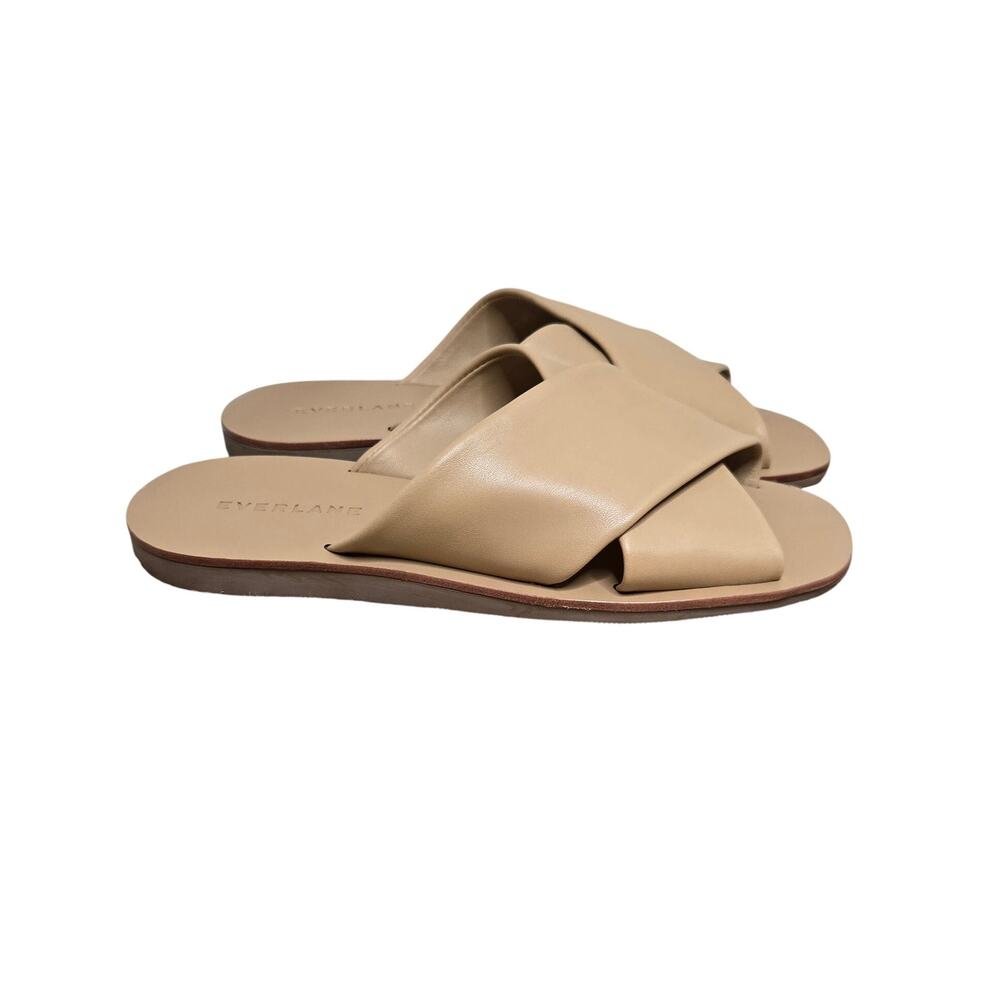 NEW EVERLANE The Day Cross Over Leather Sandals Light Taupe Size 5